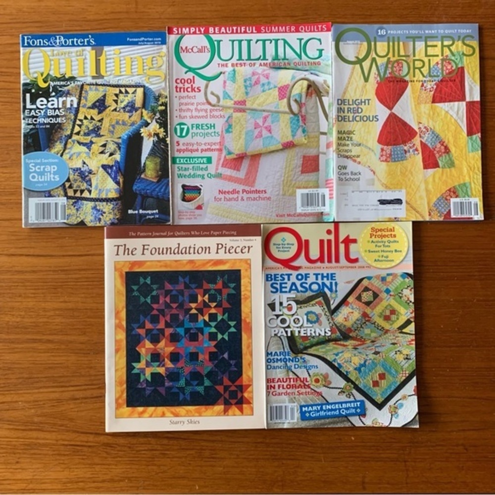 5 “July-August-September” Quilting Magazines.